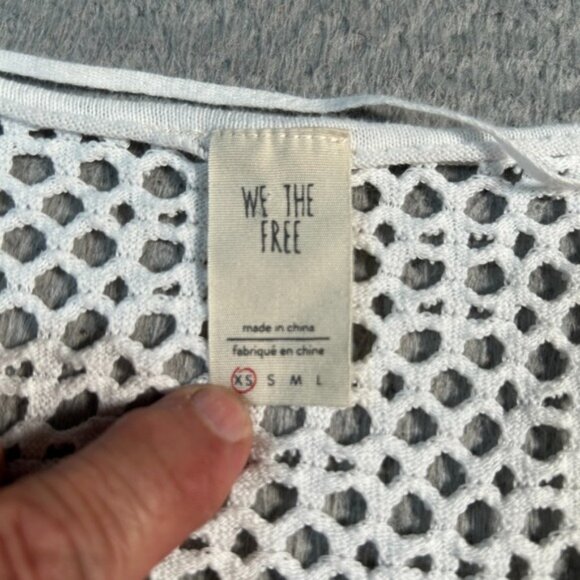 Free People Womens Top XS White Fish Net Sheer Coastal Boho Long Sleeve - Picture 4 of 9